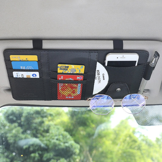 Car Sun Visor Decorative Storage Bill Glasses Holder, Color: Black No Zipper by buy2fix