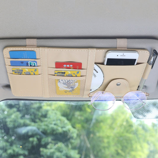 Car Sun Visor Decorative Storage Bill Glasses Holder, Color: Beige No Zipper by buy2fix