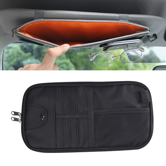 Car Sun Visor Decorative Storage Bill Glasses Holder, Color: Black With 2 Zipper by buy2fix