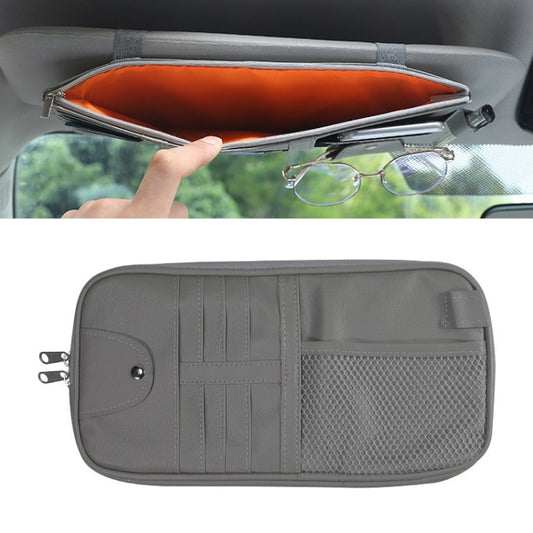 Car Sun Visor Decorative Storage Bill Glasses Holder, Color: Gray With 2 Zipper by buy2fix