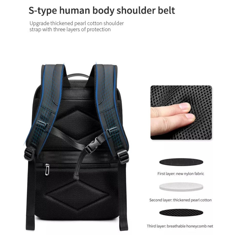 Business Large Capacity Travel Bag Multifunctional Waterproof Laptop Backpack With USB Port(Light Grey) by buy2fix