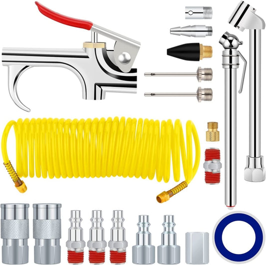 20 In 1 Air Compressor Kit 1/4 Inch NPT Air Tool Kit With 7.5m Coil Nylon Hose - Engine Fittings by buy2fix | Online Shopping UK | buy2fix