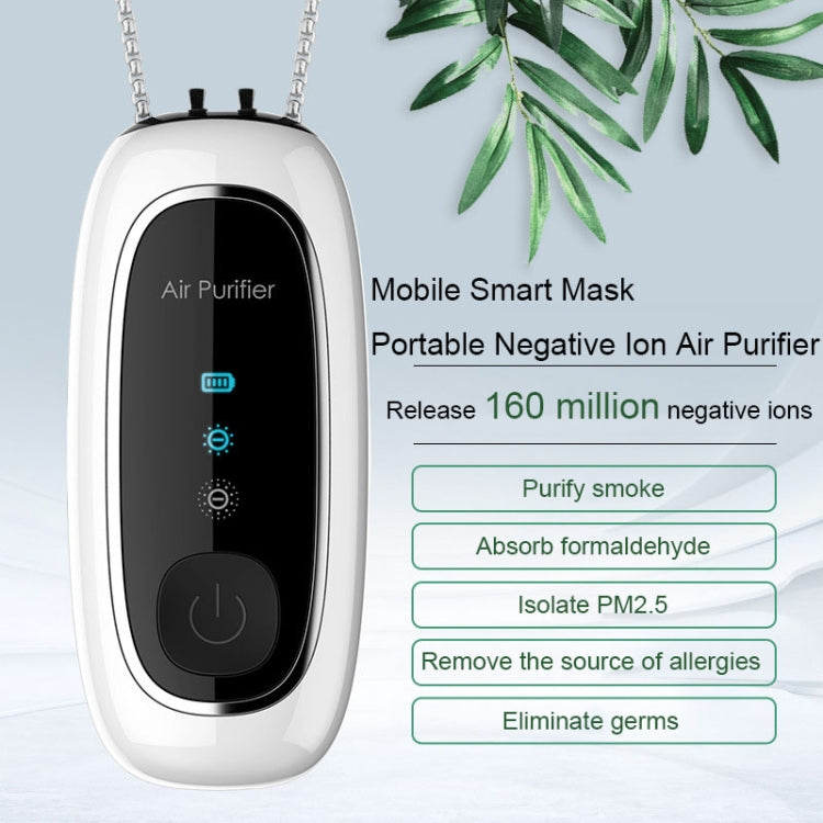 Upgrade Dual-brush Negative Ion Air Purifier Neck Small Portable Air Purifier, Style: Chain Model (Black) by buy2fix