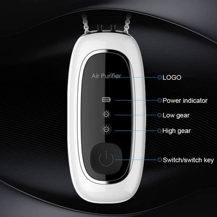 Upgrade Dual-brush Negative Ion Air Purifier Neck Small Portable Air Purifier, Style: Chain Model (Black) by buy2fix