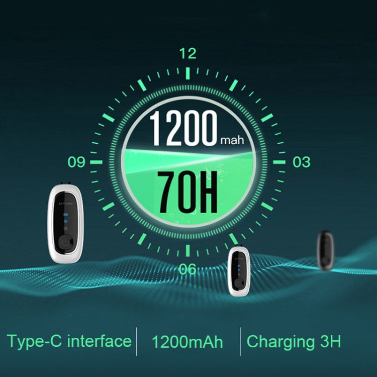 Upgrade Dual-brush Negative Ion Air Purifier Neck Small Portable Air Purifier, Style: Chain Model (Black) by buy2fix