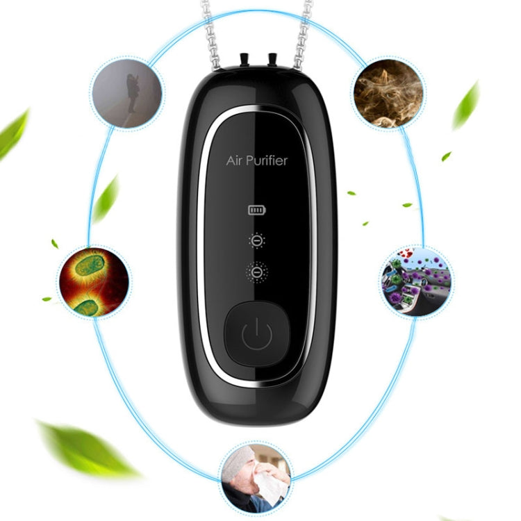 Upgrade Dual-brush Negative Ion Air Purifier Neck Small Portable Air Purifier, Style: Chain Model (Black) by buy2fix