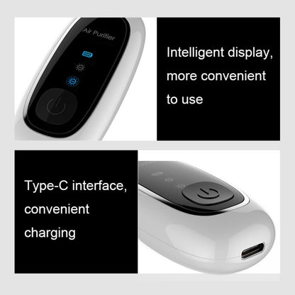 Upgrade Dual-brush Negative Ion Air Purifier Neck Small Portable Air Purifier, Style: Chain Model (Black) by buy2fix