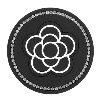 Car Water Cup Anti-skid Mat Door Slot Interior Modification Mat With diamond(Line Camellia) by buy2fix