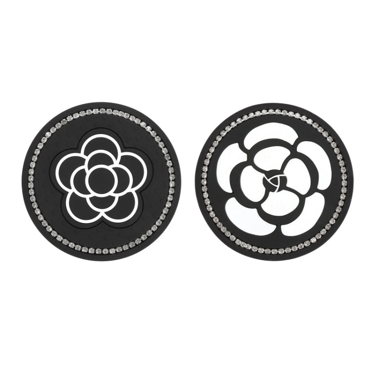 Car Water Cup Anti-skid Mat Door Slot Interior Modification Mat With diamond(Big Camellia) by buy2fix