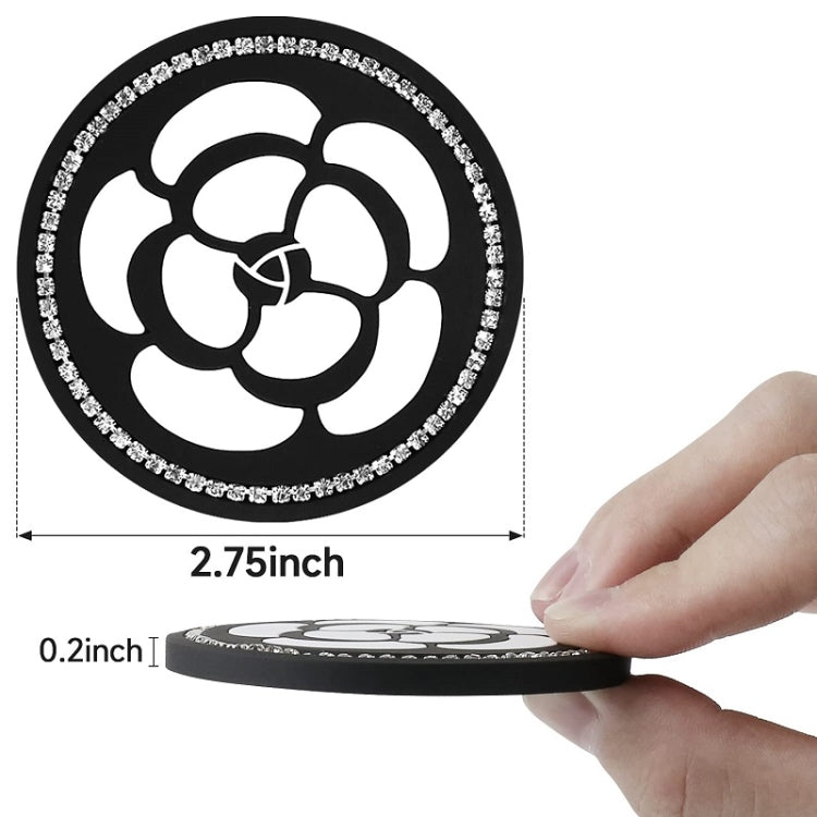 Car Water Cup Anti-skid Mat Door Slot Interior Modification Mat With diamond(Big Camellia) by buy2fix