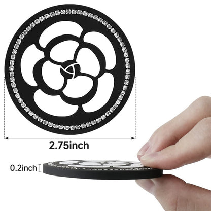 Car Water Cup Anti-skid Mat Door Slot Interior Modification Mat With diamond(Line Camellia) by buy2fix