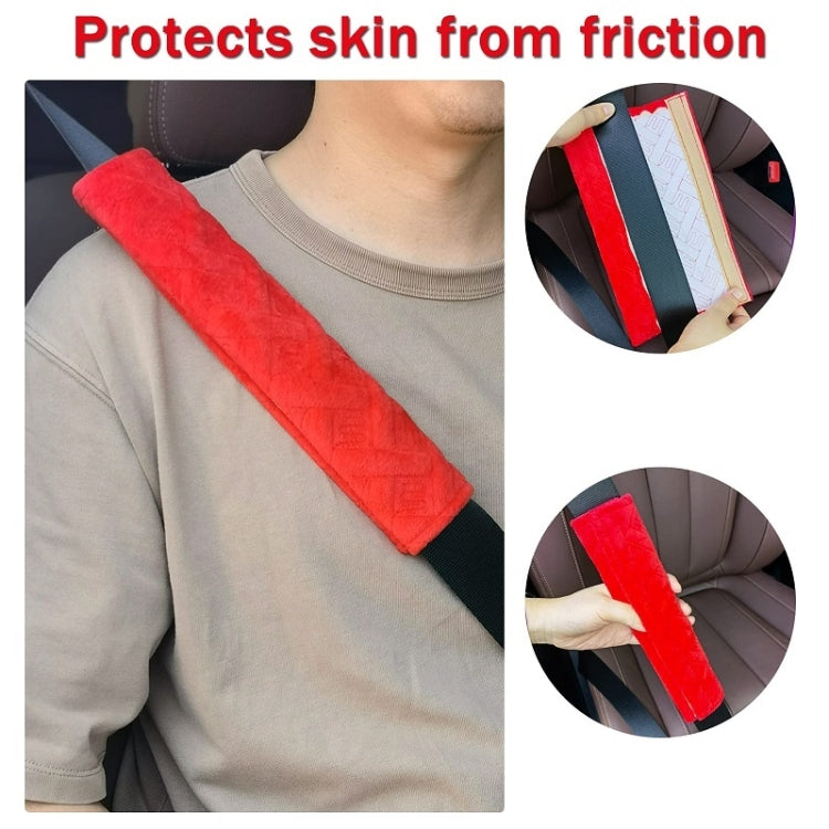 1pair Car Plush Seat Belt Embroidered Shoulder Pad Cover(Blue) by buy2fix