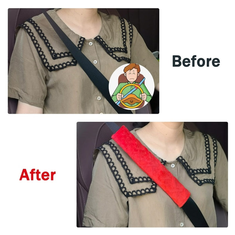 1pair Car Plush Seat Belt Embroidered Shoulder Pad Cover(Blue) by buy2fix