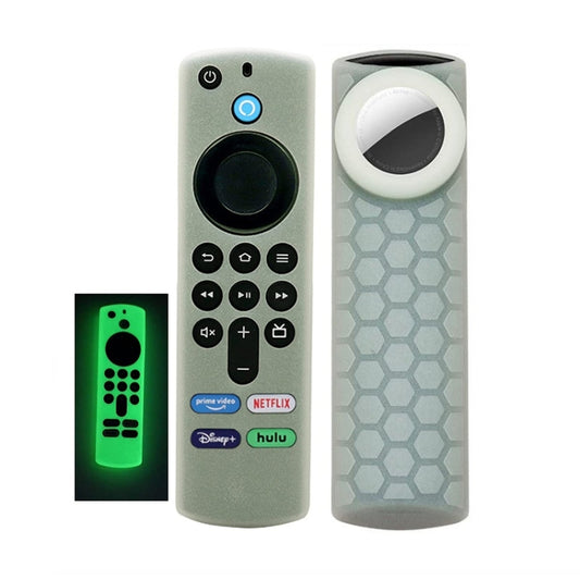 2pcs Remote Control Case For Amazon Fire TV Stick 2021 ALEXA 3rd Gen With Airtag Holder(Luminous Green) - Remote Control Covers by buy2fix | Online Shopping UK | buy2fix