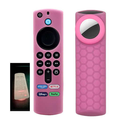 2pcs Remote Control Case For Amazon Fire TV Stick 2021 ALEXA 3rd Gen With Airtag Holder(Luminous Pink) - Remote Control Covers by buy2fix | Online Shopping UK | buy2fix