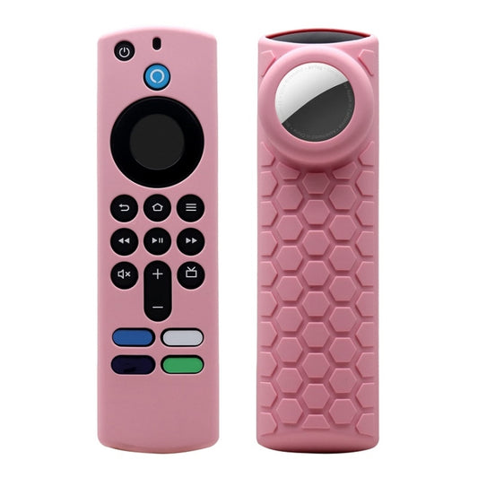 2pcs Remote Control Case For Amazon Fire TV Stick 2021 ALEXA 3rd Gen With Airtag Holder(Pink) - Remote Control Covers by buy2fix | Online Shopping UK | buy2fix