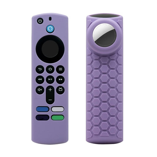 2pcs Remote Control Case For Amazon Fire TV Stick 2021 ALEXA 3rd Gen With Airtag Holder(Purple) - Remote Control Covers by buy2fix | Online Shopping UK | buy2fix