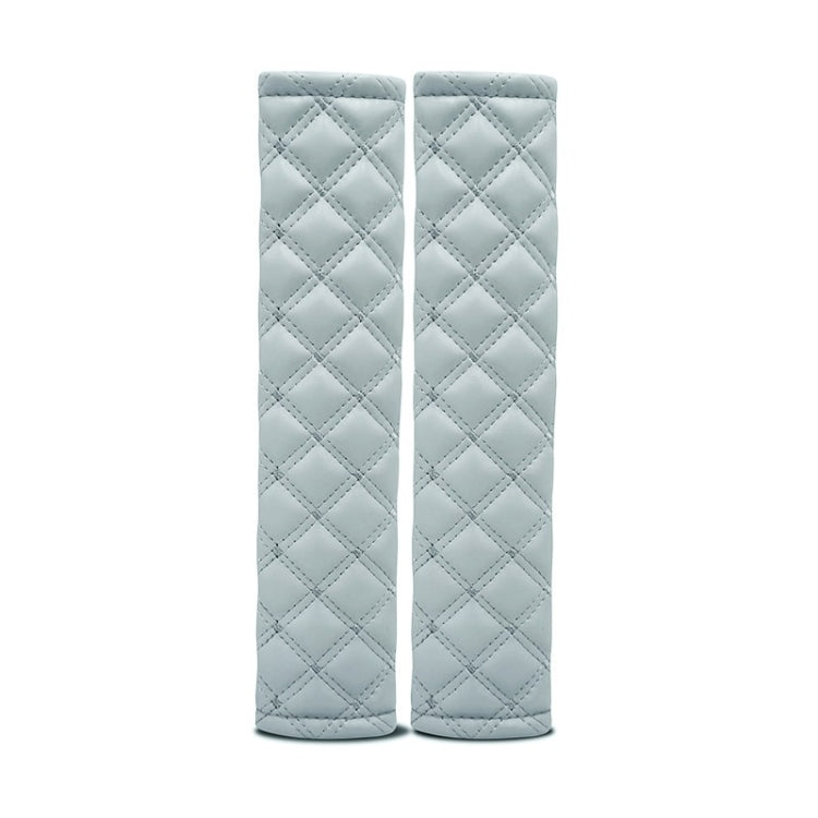 Rhombus Leather Seat Belt Shoulder Protector Pads, Color: Light Grey by buy2fix