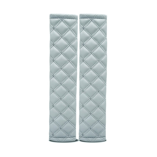 Rhombus Leather Seat Belt Shoulder Protector Pads, Color: Light Grey by buy2fix