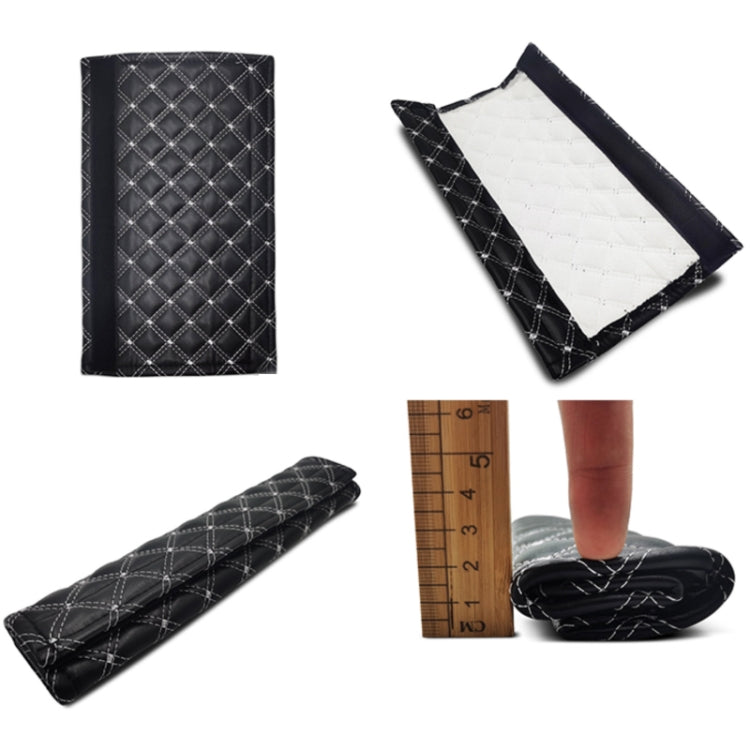 Rhombus Leather Seat Belt Shoulder Protector Pads, Color: Black Leather Red Line by buy2fix