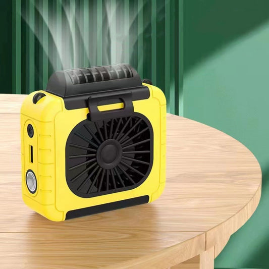 Outdoor Waist-Mounted Lighting Fan Multifunctional Bracket Hanging Neck Fan(Yellow) by buy2fix