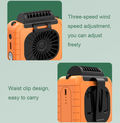 Outdoor Waist-Mounted Lighting Fan Multifunctional Bracket Hanging Neck Fan(Blue) by buy2fix