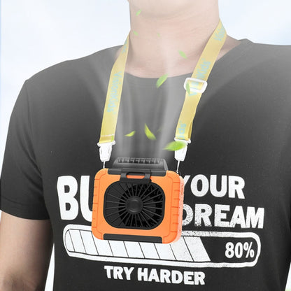 Outdoor Waist-Mounted Lighting Fan Multifunctional Bracket Hanging Neck Fan(Yellow) by buy2fix