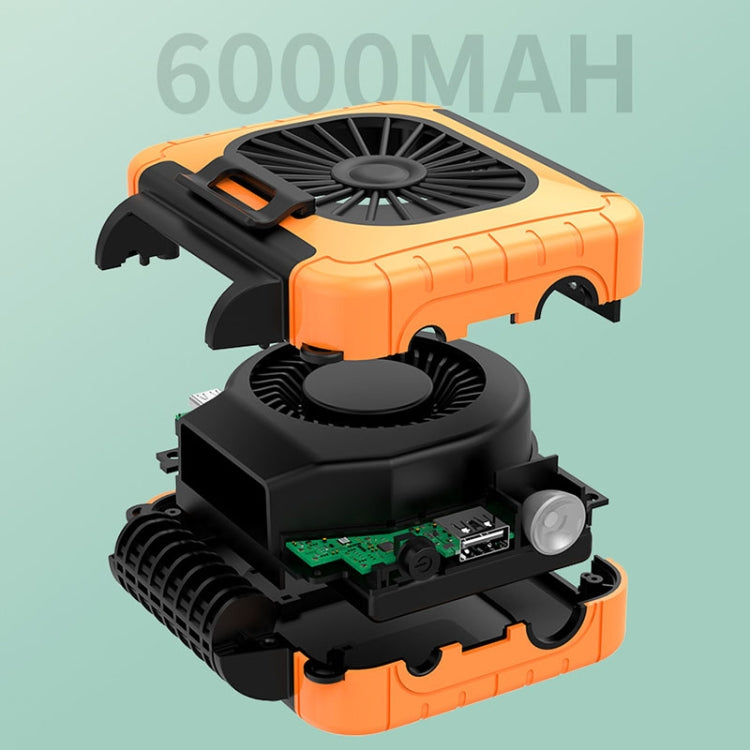 Outdoor Waist-Mounted Lighting Fan Multifunctional Bracket Hanging Neck Fan(Orange) by buy2fix