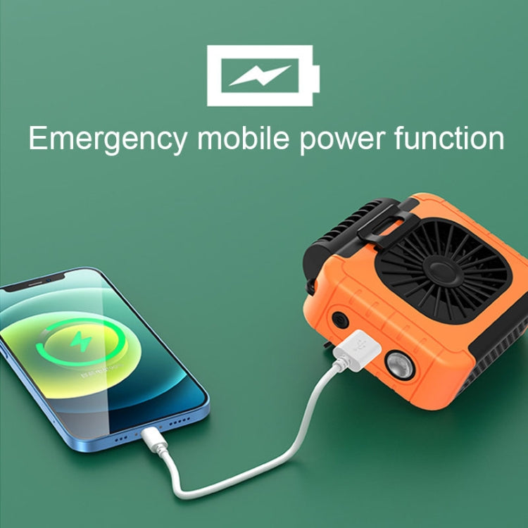 Outdoor Waist-Mounted Lighting Fan Multifunctional Bracket Hanging Neck Fan(Orange) by buy2fix