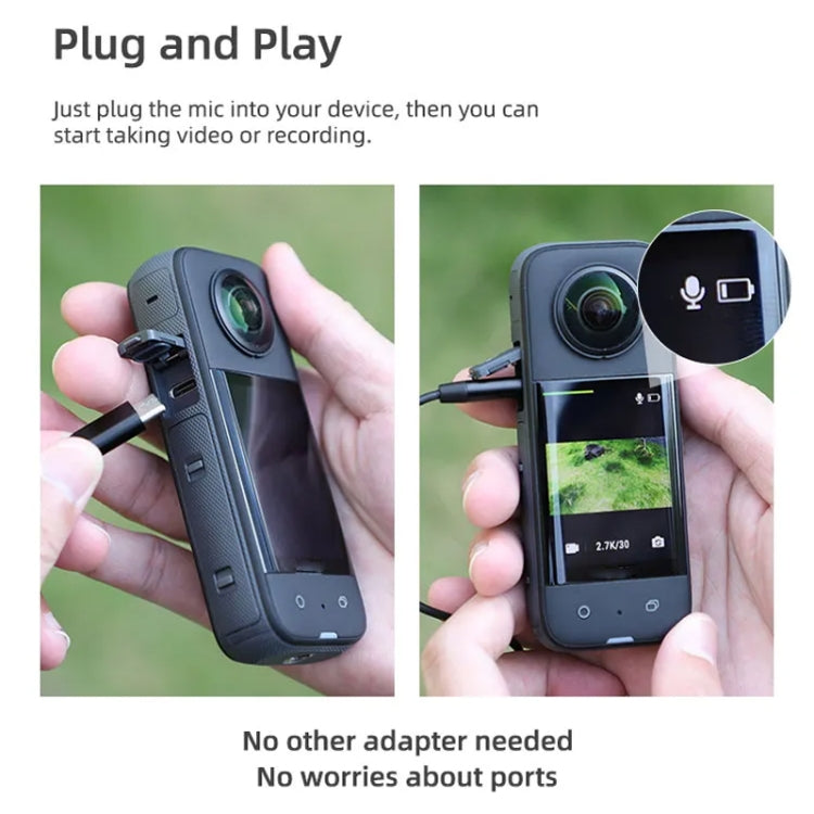 For DJI Pocket 3 / Action 5 Pro / Action 4 / 3 / 2 Sunnylife MC490 Collar Microphone Motion Camera Recording Wheat - Microphone by Sunnylife | Online Shopping UK | buy2fix