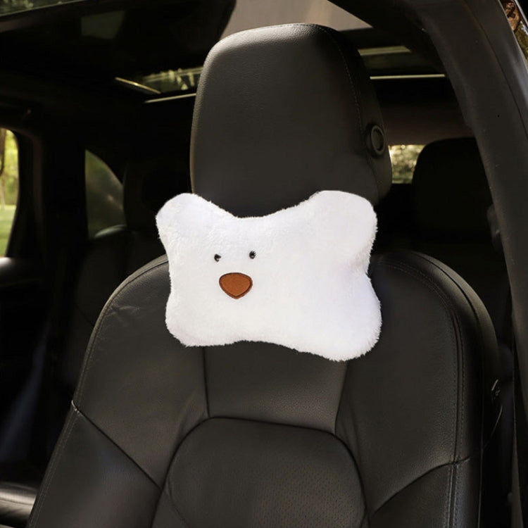 Car Cartoon Bear Plush Seat Upholstery Pillow, Color: Headrest White by buy2fix