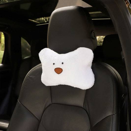 Car Cartoon Bear Plush Seat Upholstery Pillow, Color: Headrest White by buy2fix