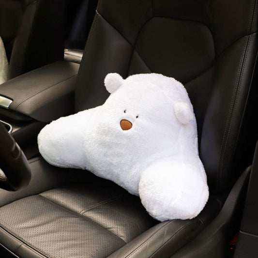 Car Cartoon Bear Plush Seat Upholstery Pillow, Color: Lumbar Pillow White by buy2fix