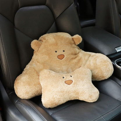 Car Cartoon Bear Plush Seat Upholstery Pillow, Color: Headrest Brown by buy2fix