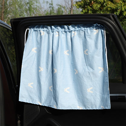 Car Heat Insulation Blackout Cartoon Cotton Sunshade(Striped Blue Rabbit) by buy2fix