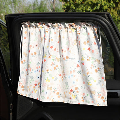 Car Heat Insulation Blackout Cartoon Cotton Sunshade(Small Floral) by buy2fix