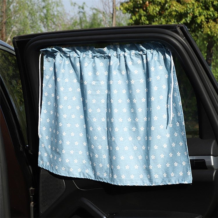 Car Heat Insulation Blackout Cartoon Cotton Sunshade(Blue Flower) by buy2fix