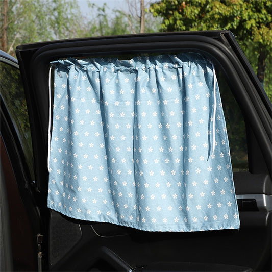 Car Heat Insulation Blackout Cartoon Cotton Sunshade(Blue Flower) by buy2fix