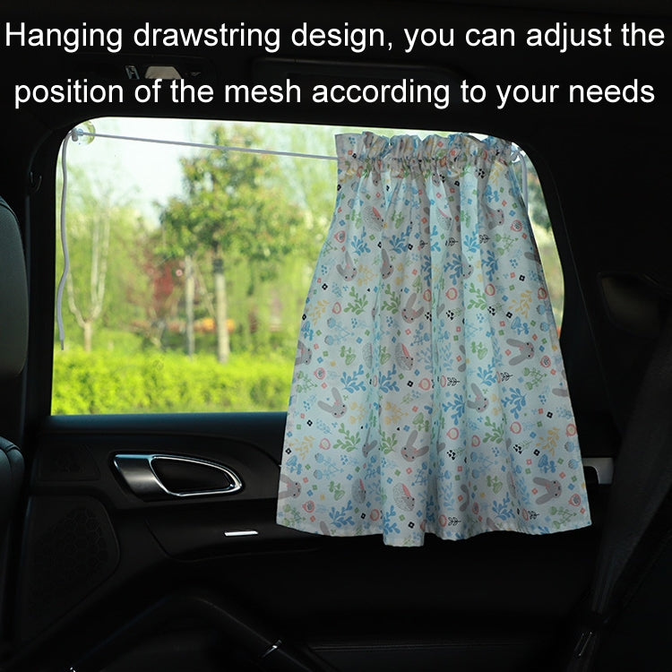 Car Heat Insulation Blackout Cartoon Cotton Sunshade(Striped Blue Rabbit) by buy2fix