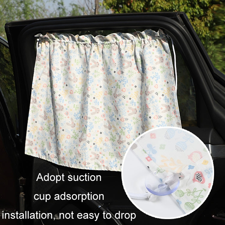 Car Heat Insulation Blackout Cartoon Cotton Sunshade(Striped Blue Rabbit) by buy2fix