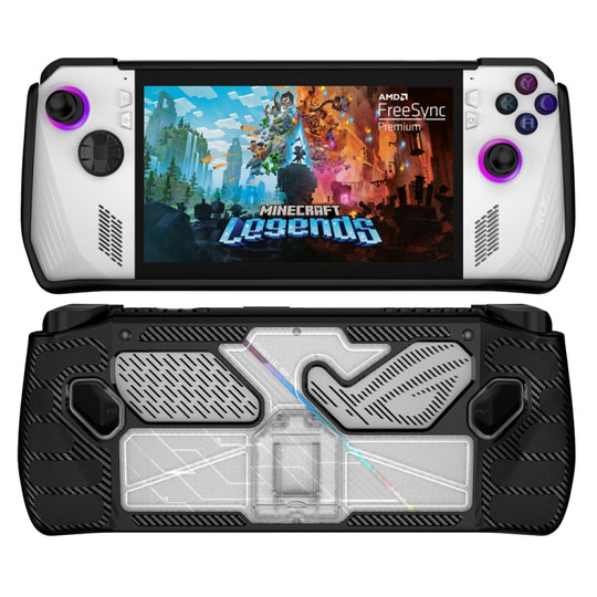 For ASUS Rog Ally Game Console PC+TPU Protective Case Cover With Bracket(Black+Transparent)