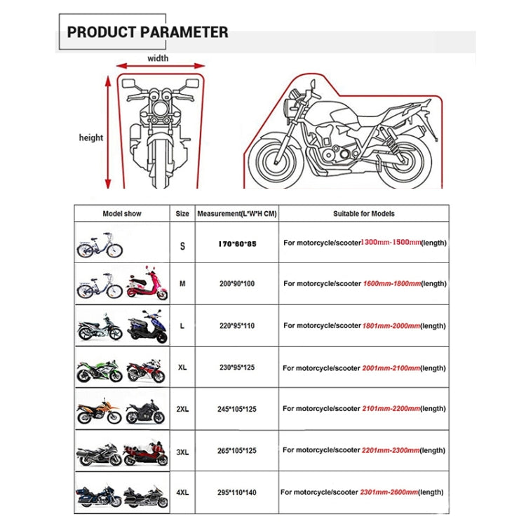 190T Motorcycle Rain Covers Dustproof Rain UV Resistant Dust Prevention Covers, Size: M(Black and Light Blue) - Protective Gear by buy2fix | Online Shopping UK | buy2fix