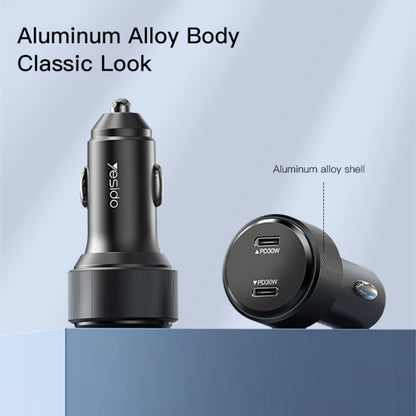 Yesido Y48  60W Car Fast Charger Aluminum Aluminum Double Type-C/USB-C Port Car Charger(Black) - Car Charger by Yesido | Online Shopping UK | buy2fix