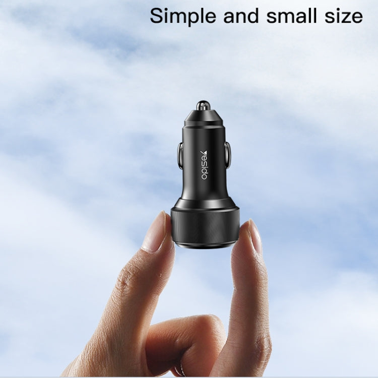 Yesido Y48  60W Car Fast Charger Aluminum Aluminum Double Type-C/USB-C Port Car Charger(Black) - Car Charger by Yesido | Online Shopping UK | buy2fix