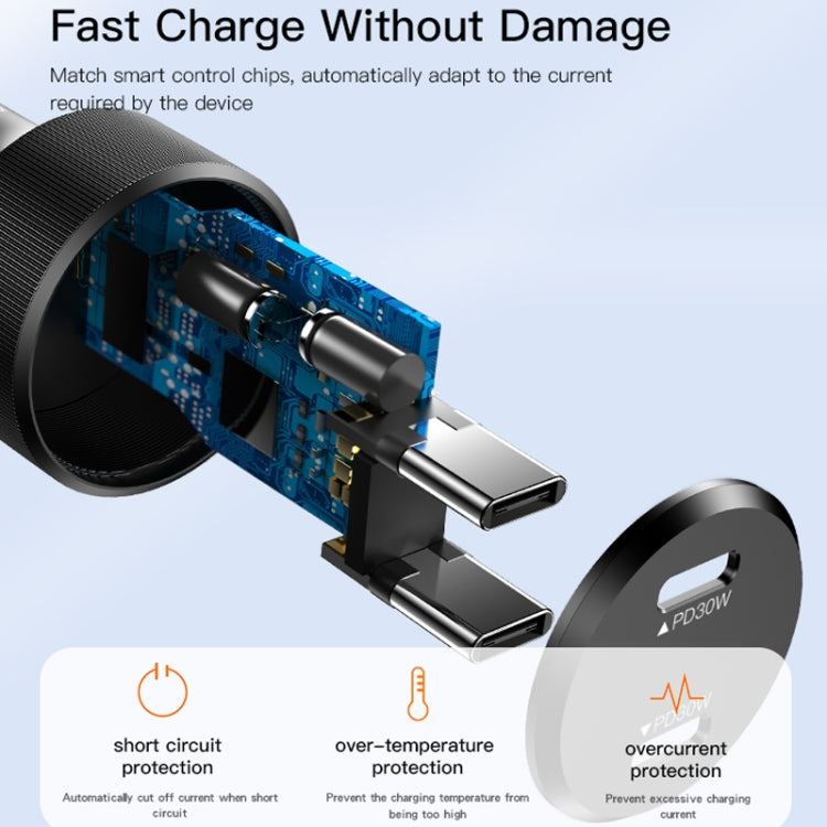 Yesido Y48  60W Car Fast Charger Aluminum Aluminum Double Type-C/USB-C Port Car Charger(Black) - Car Charger by Yesido | Online Shopping UK | buy2fix