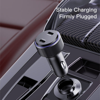 Yesido Y48  60W Car Fast Charger Aluminum Aluminum Double Type-C/USB-C Port Car Charger(Black) - Car Charger by Yesido | Online Shopping UK | buy2fix