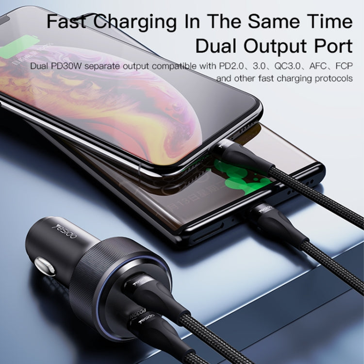Yesido Y48  60W Car Fast Charger Aluminum Aluminum Double Type-C/USB-C Port Car Charger(Black) - Car Charger by Yesido | Online Shopping UK | buy2fix