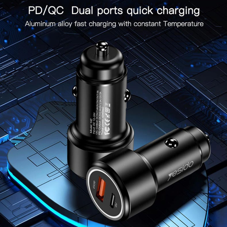Yesido Y42 PD+QC3.0 Car Charger Cigarette Lighter 42W Fast Charger(Black) - Car Charger by Yesido | Online Shopping UK | buy2fix