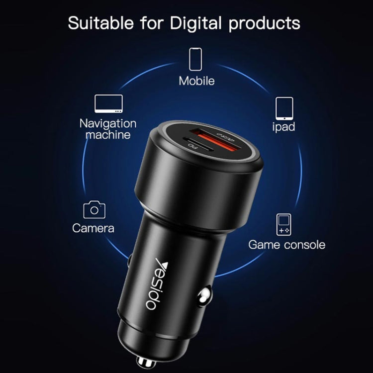 Yesido Y42 PD+QC3.0 Car Charger Cigarette Lighter 42W Fast Charger(Black) - Car Charger by Yesido | Online Shopping UK | buy2fix