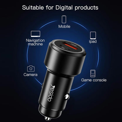 Yesido Y42 PD+QC3.0 Car Charger Cigarette Lighter 42W Fast Charger(Black) - Car Charger by Yesido | Online Shopping UK | buy2fix